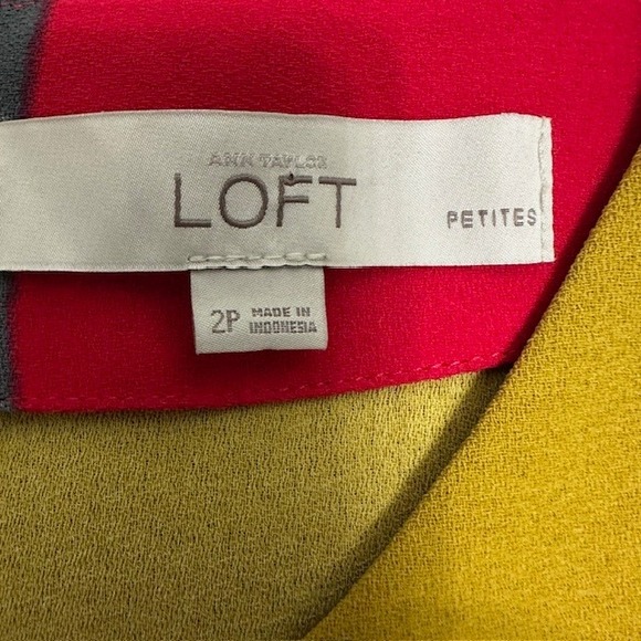 LOFT Color Block Dress Sleeveless Shift Casual Career Party Size 2P - Picture 12 of 13